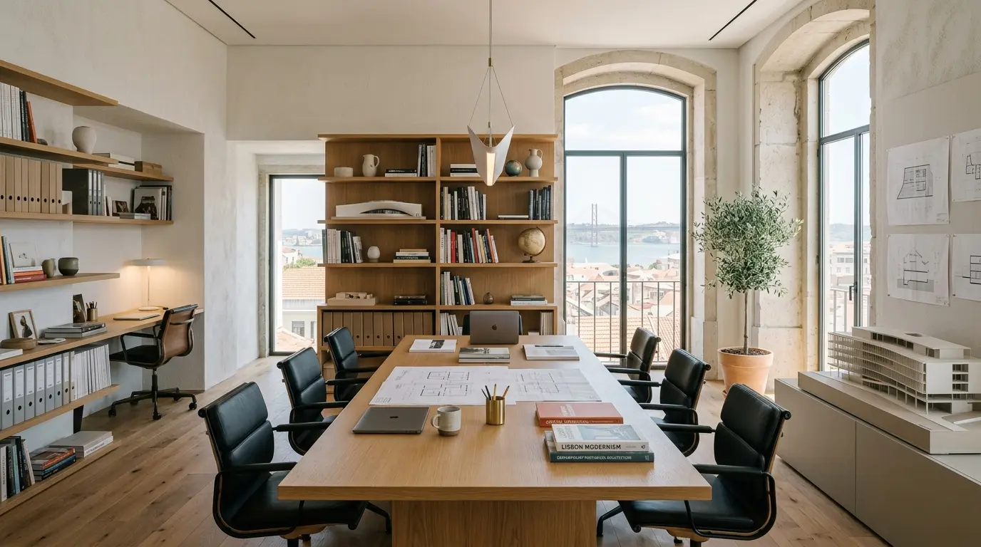 Ambiente de trabalho e atelier de gestão do Grupo Arctureal em Lisboa